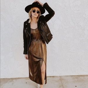 Copper Midi Length Slip Dress